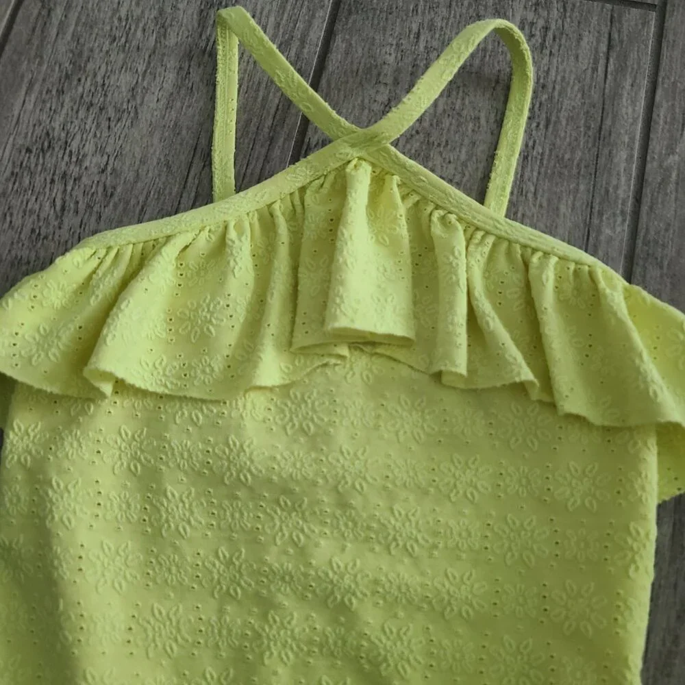 Old Navy Yellow One-Shoulder Ruffle eyelet Swimsuit Size 5T